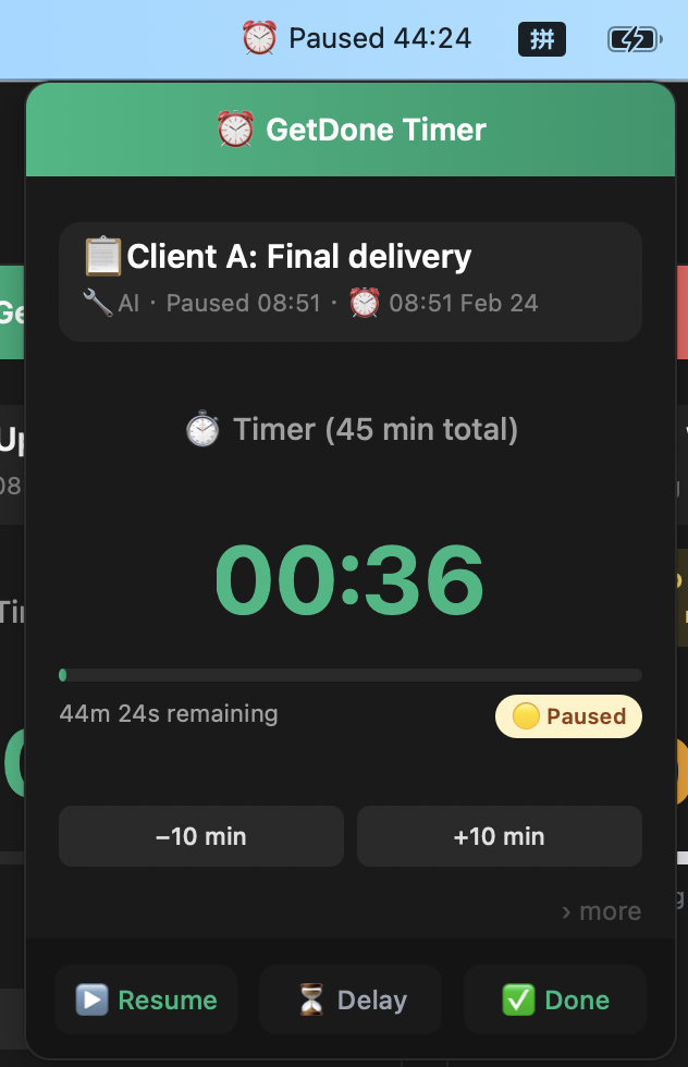 Menubar Timer Paused